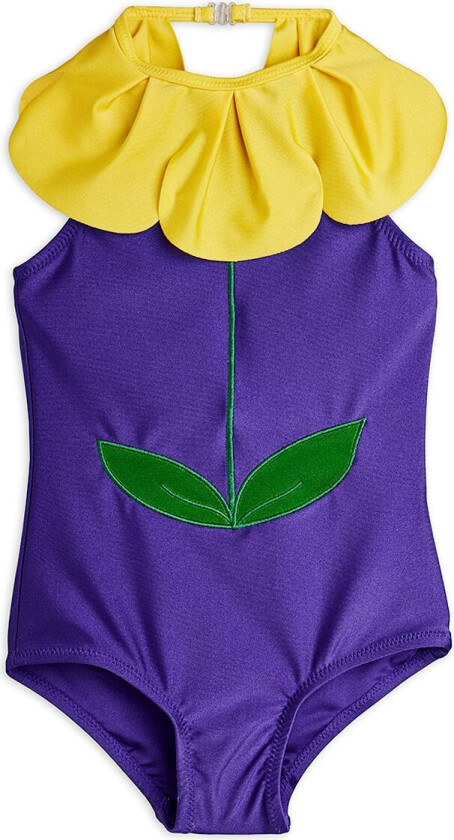 Flower Badedrakt Med Halterneck Purple Purple 116/122 cm Lilla 116/122 cm kvinne
