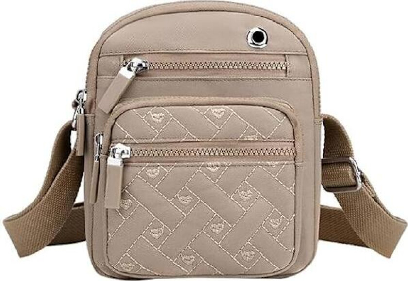 Dames Mummy Skulderveske Lerretet Crossbody Mobiltelefonveske Passer for Shopping Reise, Khaki