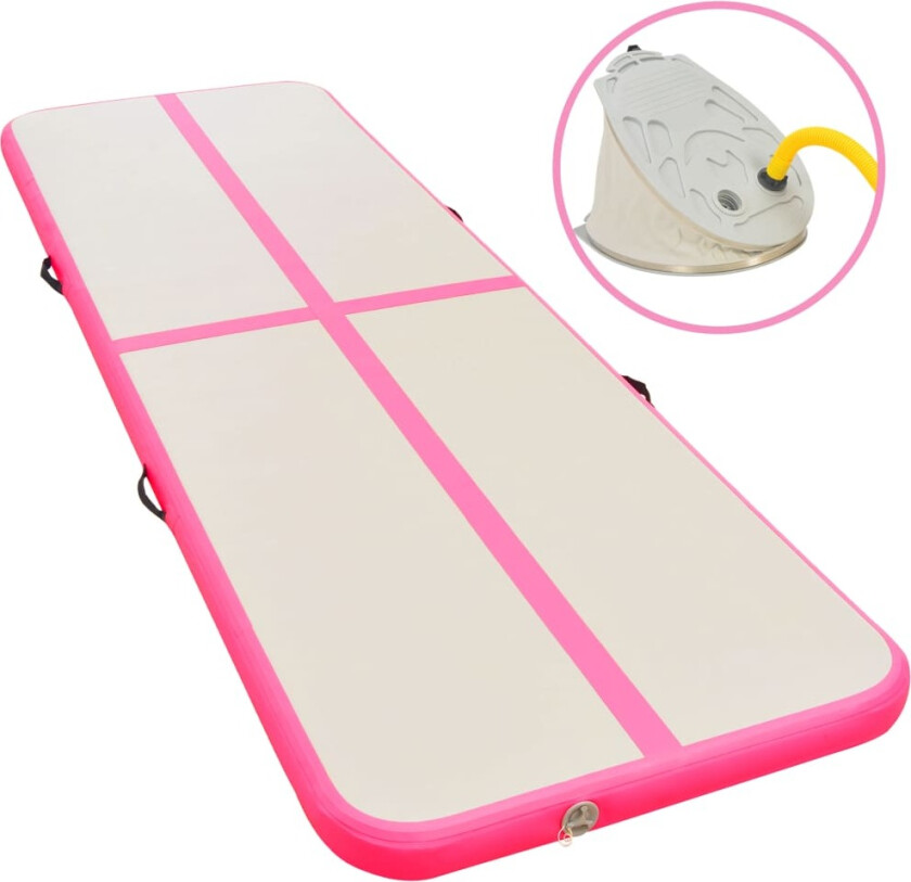 Bilde av Oppblåsbar gymnastikkmatte med pumpe 500x100x10 cm PVC rosa