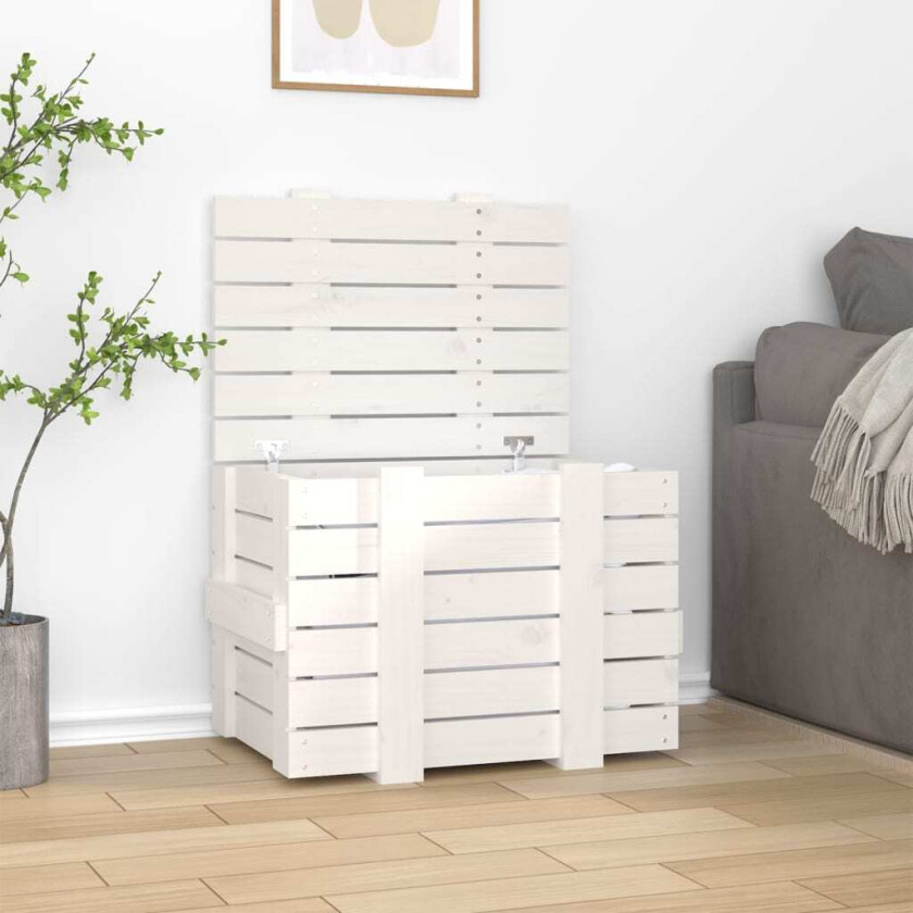 Bilde av Putekasse hvit 58x40,5x42 cm heltre furu