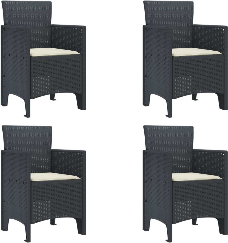 Hagemøbel Sett med 4 Antrasitt Polypropylen Standard Stablebar