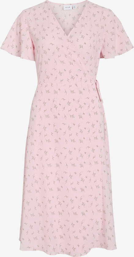 Omslagskjole viLovie S/S Wrap Midi Dress - Rosa