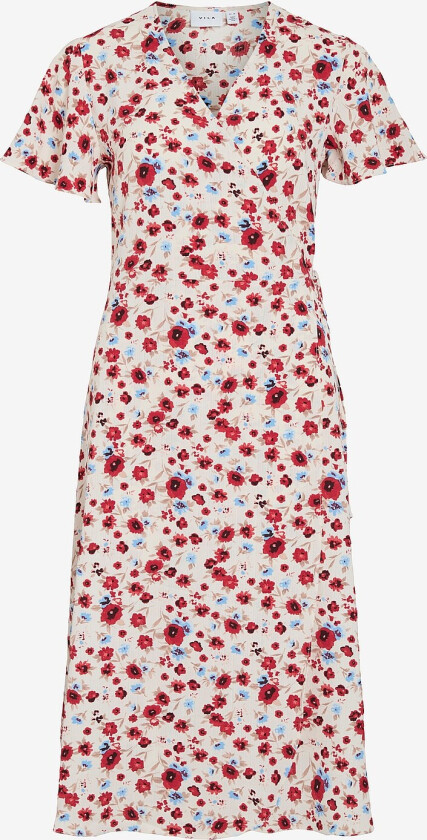 Omslagskjole viLovie S/S Wrap Midi Dress - Grå