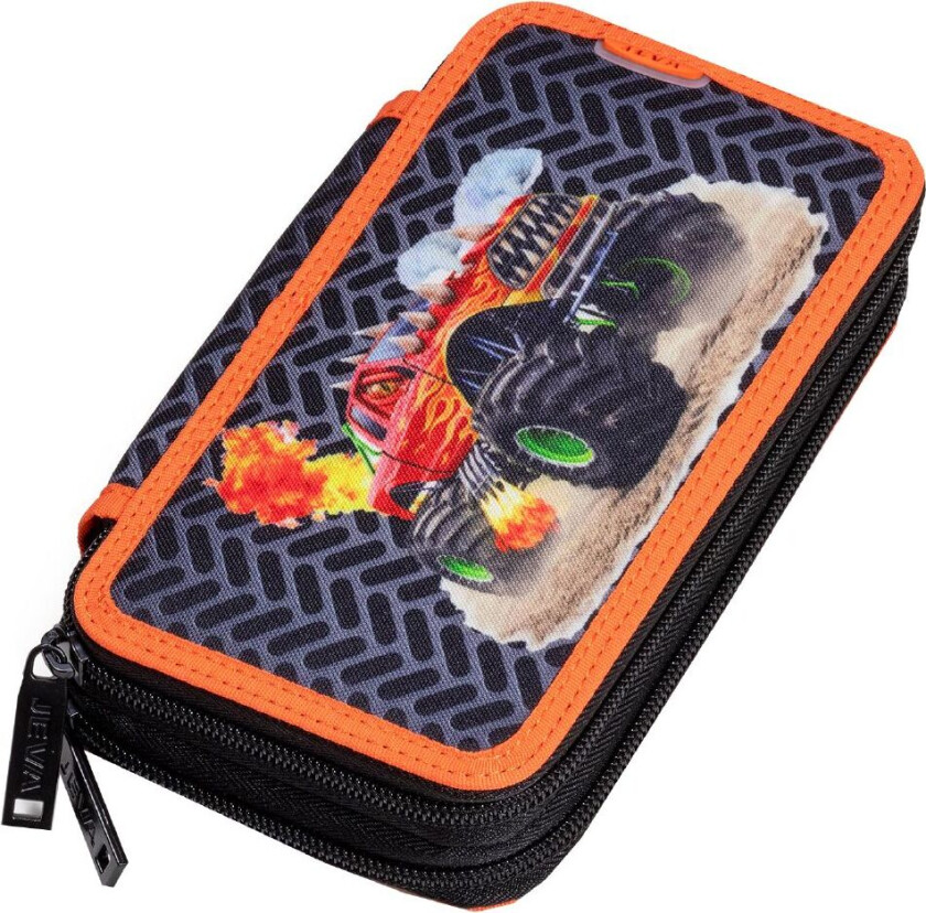 Penal m. Innhold - To glidelåser - Monster Hjul - - OneSize - Penal