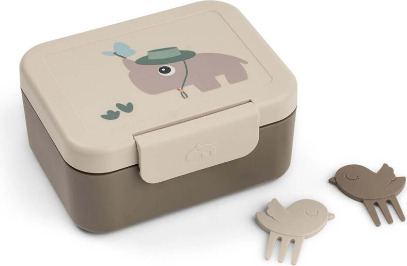 Tiny lunch box w/snack picks - Tiny trails Sand - 13 x 11 x H 6 cm