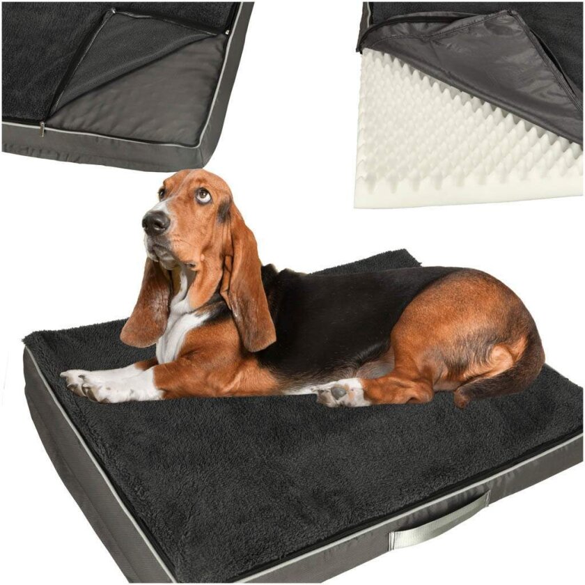 Ortopedisk grå hundeseng 90x70x10cm