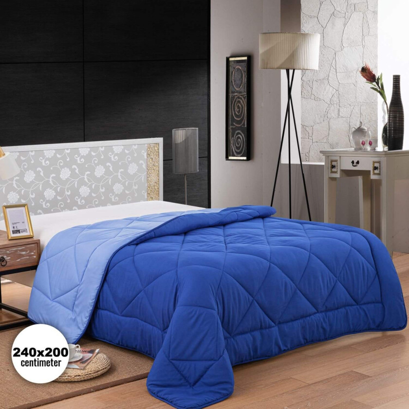 Herzberg HG-2420BCO: Bicolour mikrofiberdyne - 240x200cm Blå