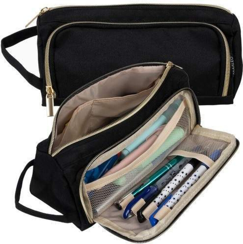 Dobbelt uttrekkbart pennal - svart