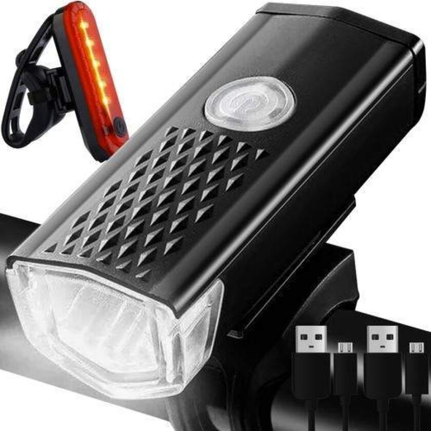 LED sykkellykt USB + baklys vanntett