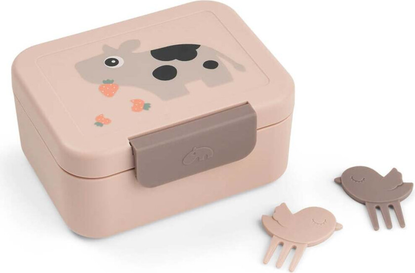 Tiny lunch box with snack picks Tiny farm - Powder - 13 x 11 x H 6 cm