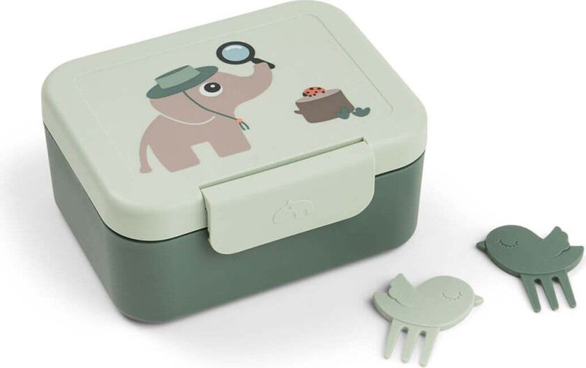 Tiny lunch box w/snack picks Tiny trails - Green - 13 x 11 x H 6 cm
