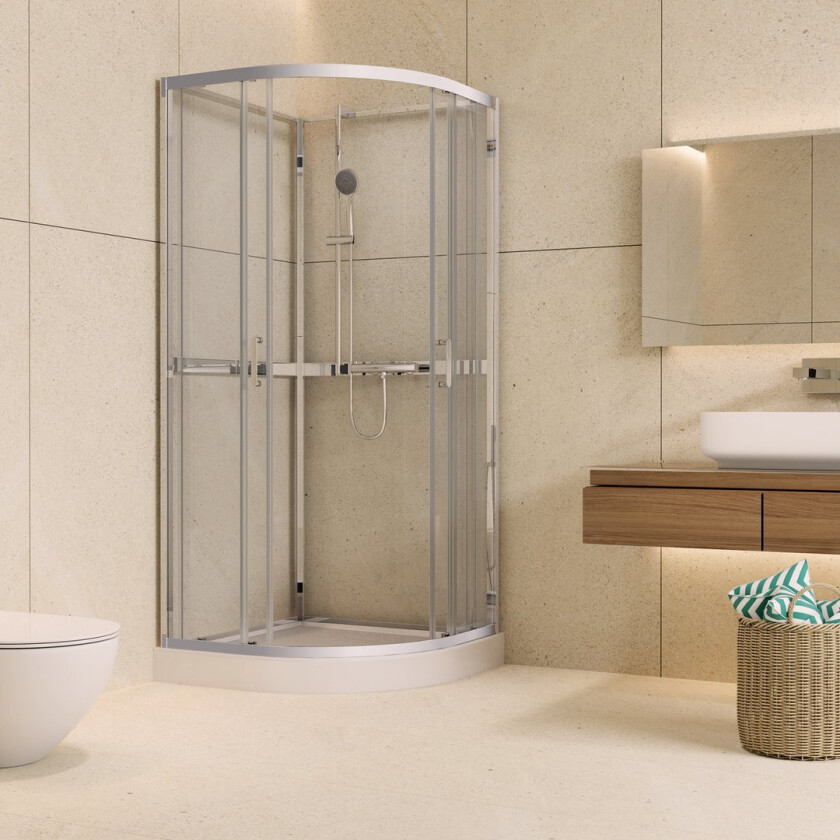 CELESTE TRENTO BUET DUSJKABINETT 80X80X205 CM M/SIKKERHETSFOLIE KROM