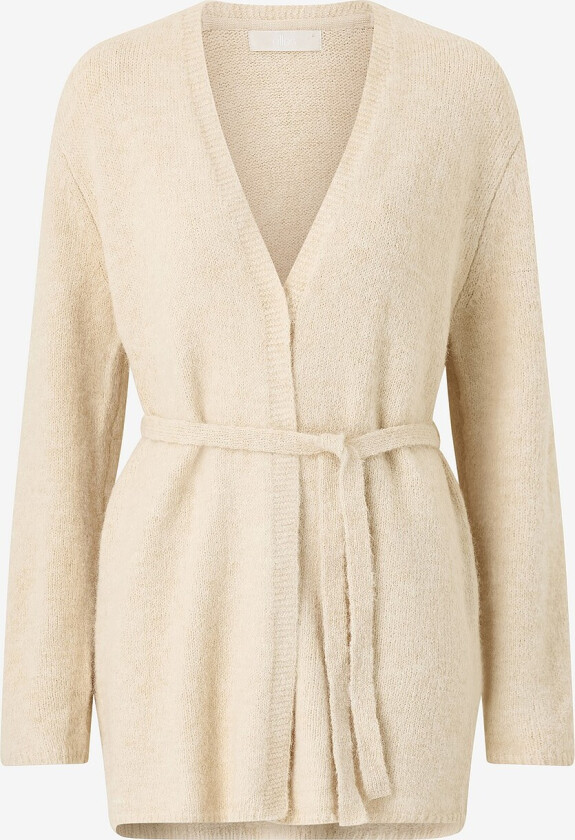 Åpen cardigan med bindebelte - Hvit