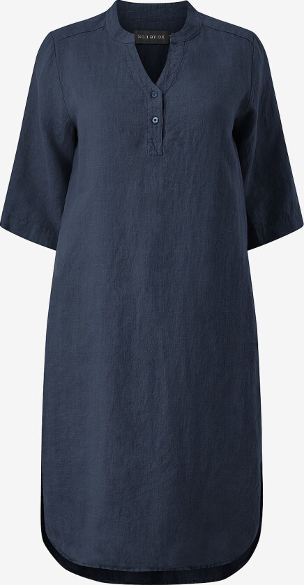 Kjole i lin Loose Tunic Dress - Blå
