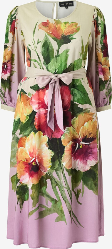 Kjole w 3/4 Puff Sleeves - Flerfarget