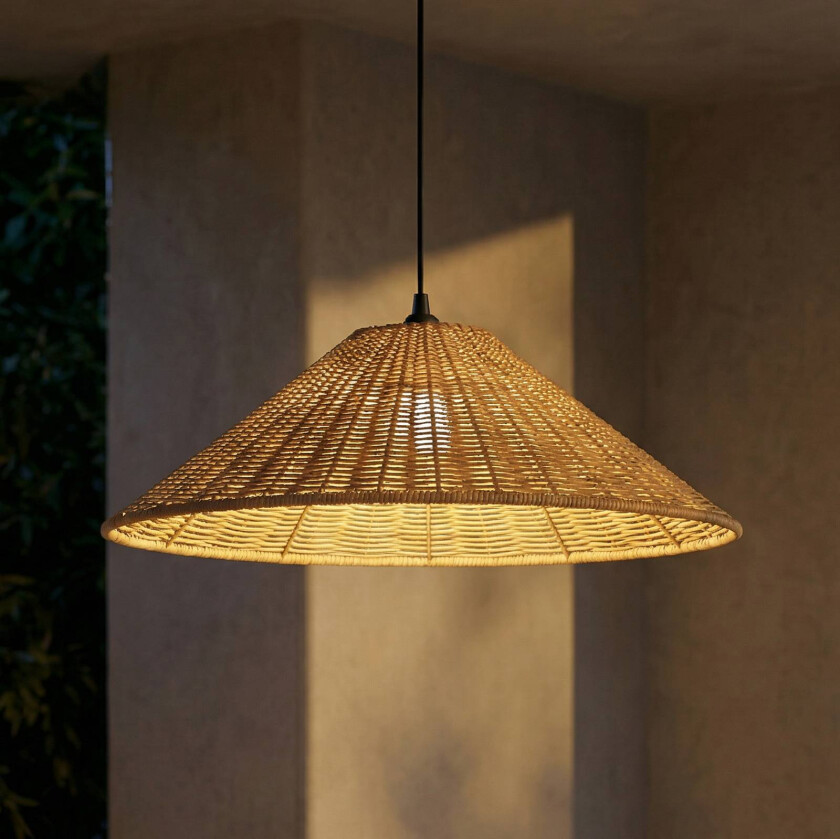 Lucande utendørs pendellampe Taniola, 1 lyskilde, konisk, Ø 60 cm