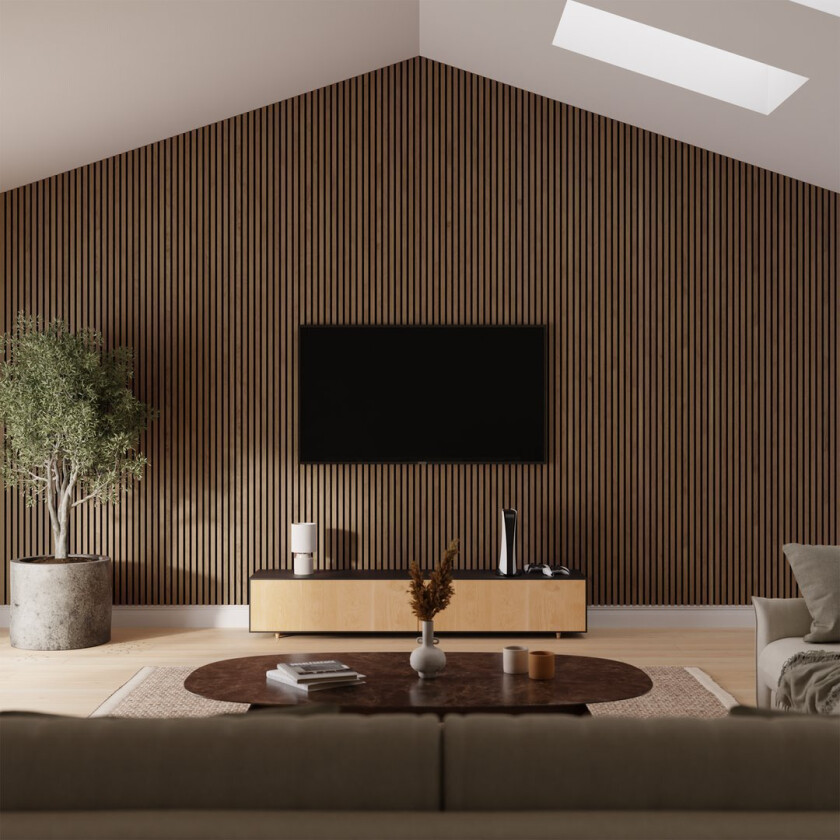 BY VENØ PREMIUM AKUSTIKK SPILEPLATE OLJET VALNØTT 2400X600X19 MM