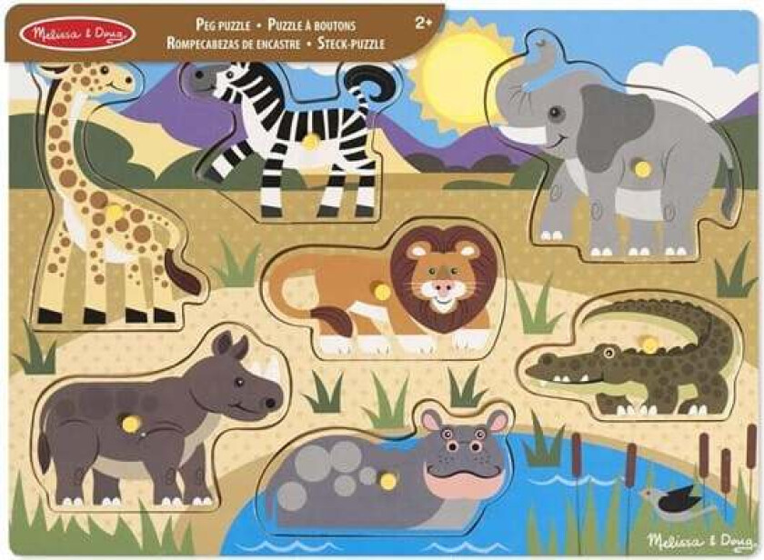 Wooden Peg Puzzle Safari Tre