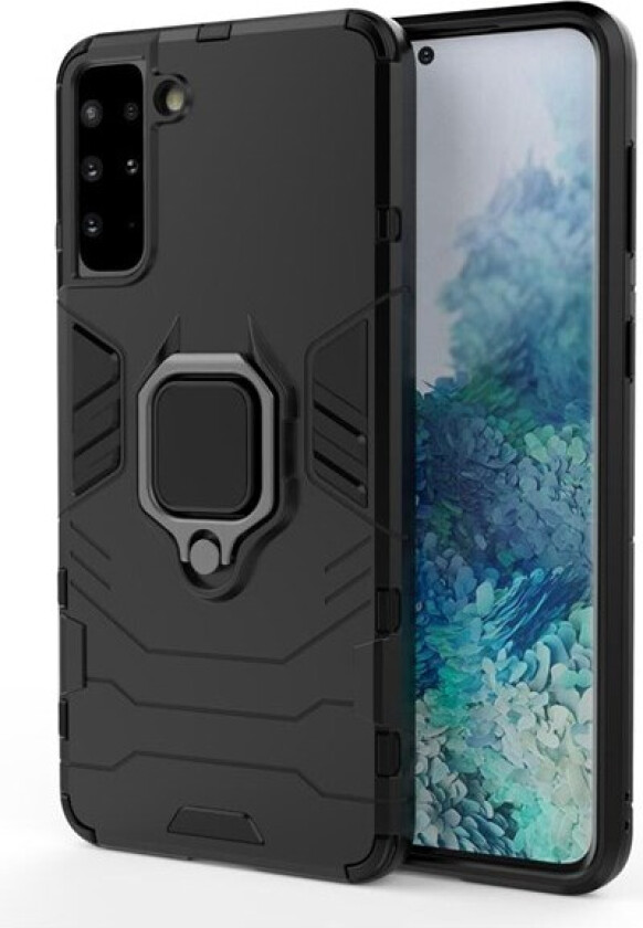 Ring Armor Tough Hybrid Case Cover + Magnetic Holder for Samsung Galaxy S22 + (S22 Plus) Black