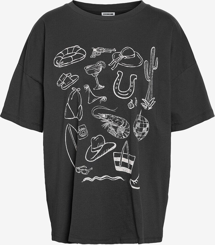 Topp nMida S/S O-neck Aloha T-shirt Fwd - Grå