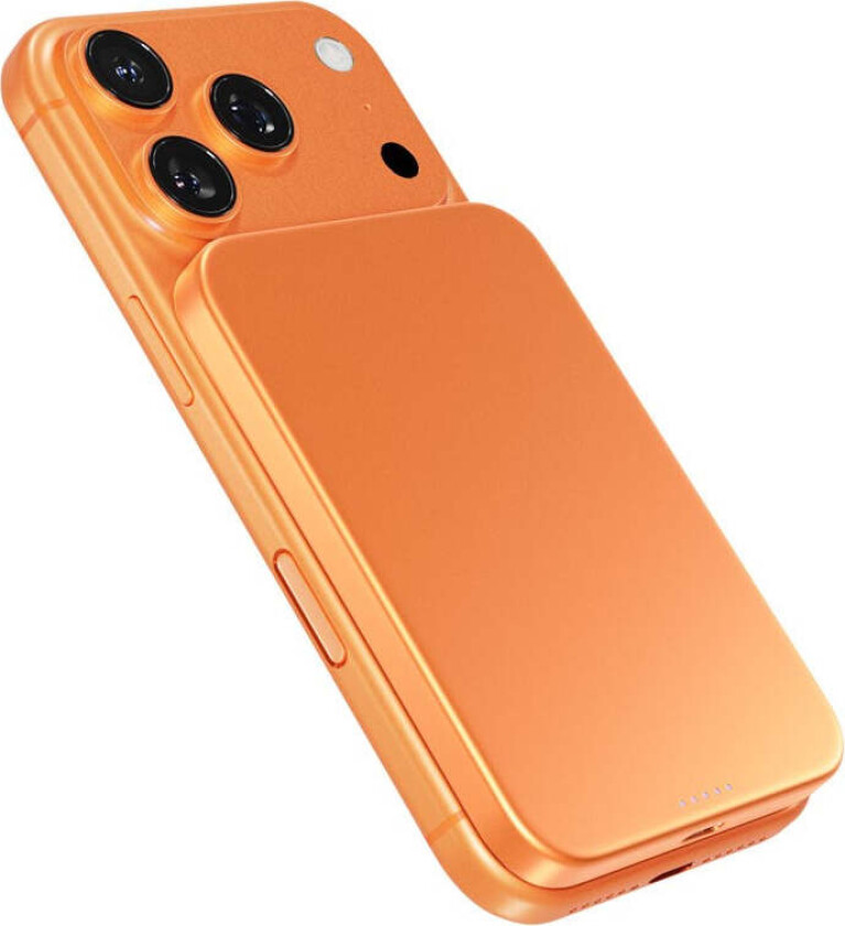 15W UltraPack EM51 Slim Alu Mag+ 5000 mAh Power Bank med USB-C - Qi2 / MagSafe Kompatibel - Orange