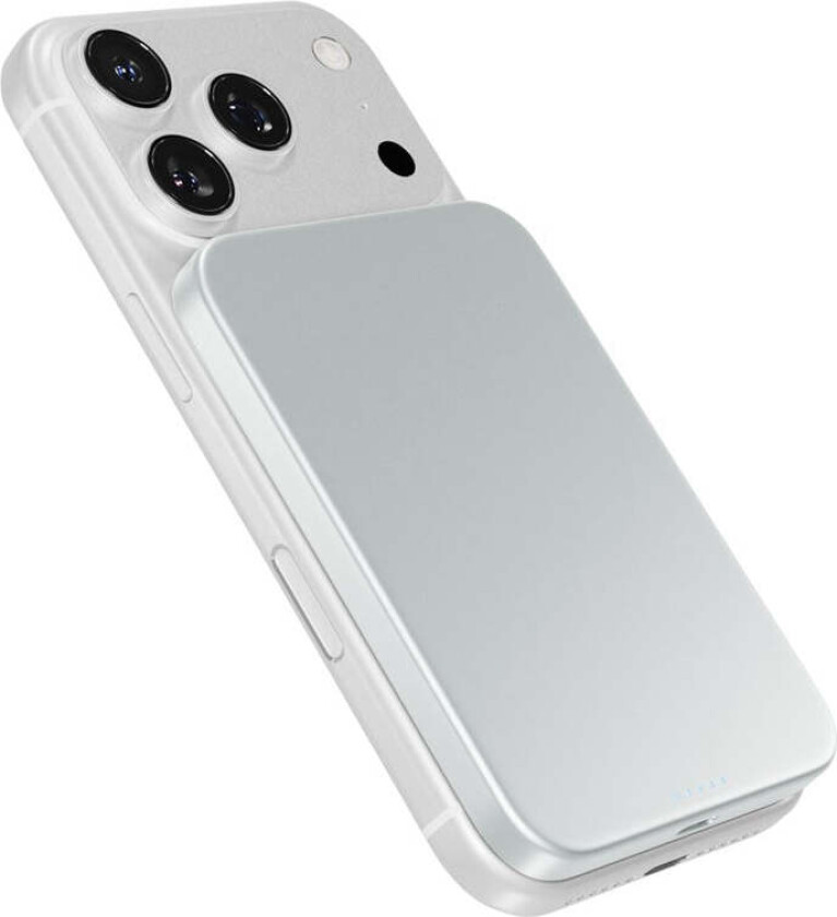 15W UltraPack EM51 Slim Alu Mag+ 5000 mAh Power Bank med USB-C - Qi2 / MagSafe Kompatibel - Silver