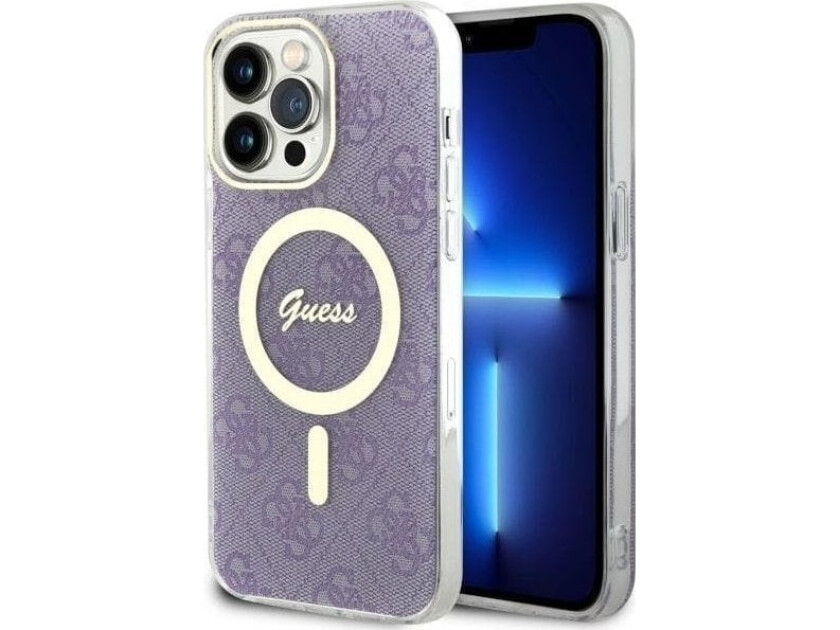 Guess case for iPhone 14 Pro Max 6,7" GUHMP14XH4STU purple hard case 4G MagSafe